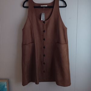 Loft Brown Sleeveless Button-Down Dress New W Tags Size M